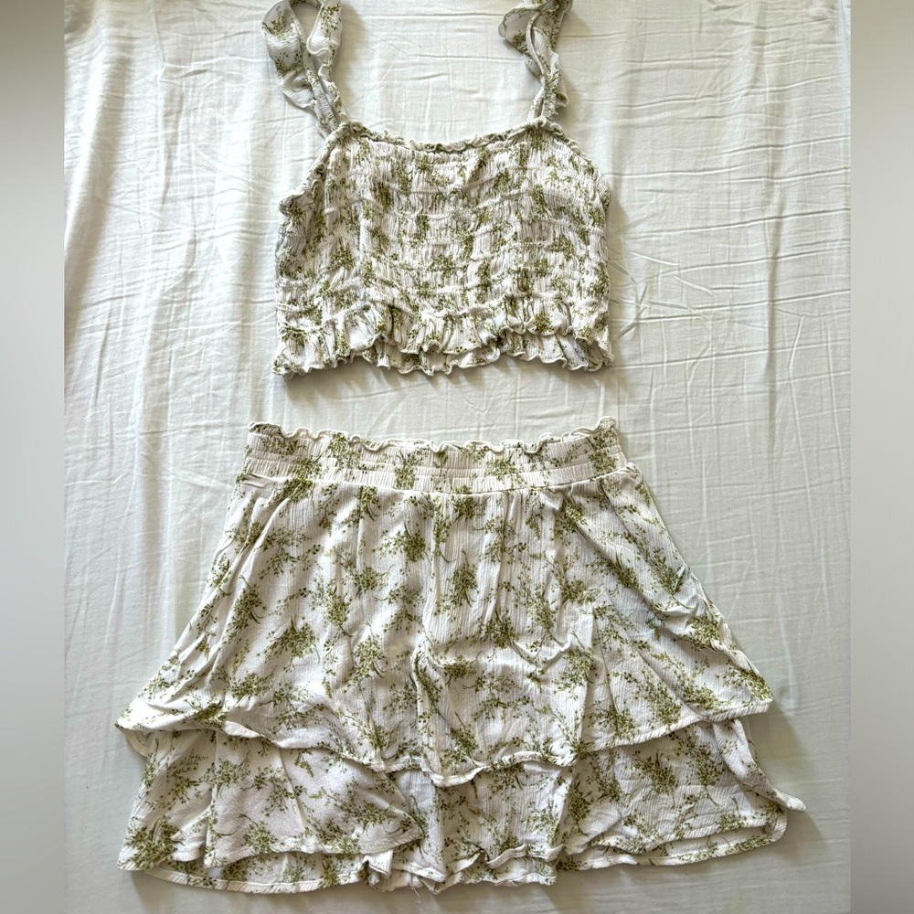 Paper Crane Two Piece Skirt + Crop Top Set